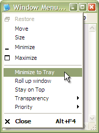 Add custom extended menu to any window! Add transparency effects, minimize to tray, make always-on-top, change program priority and more!