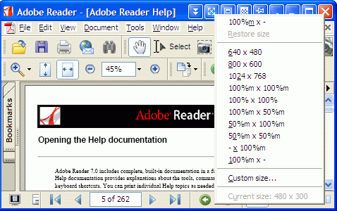 Quickly resize Acrobat Reader to most usable size