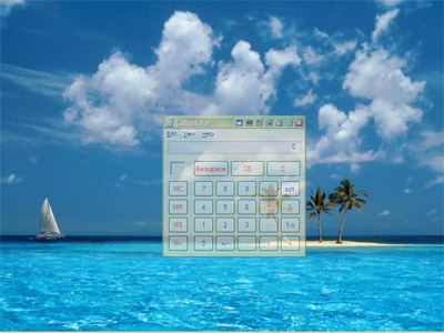Make Calculator semi-transparent and see the beauty of your Windows wallpaper!