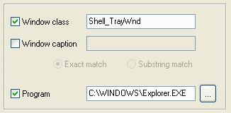 Transparent taskbar specific Target Window settings